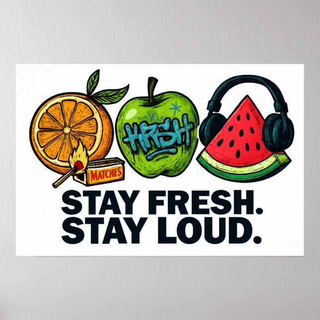Fresh & Loud Pop‑Art Fruit Poster (Devant)