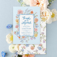 Fresh off the Market Blue Bridal Shower Invitation