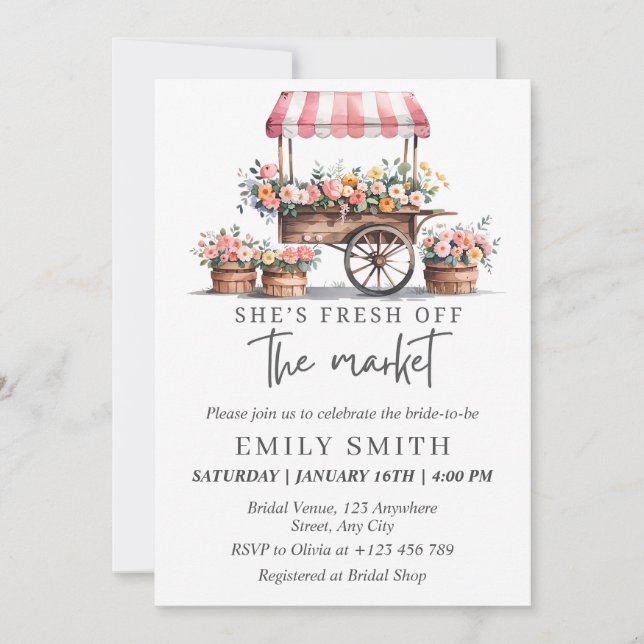 Fresh Off The Market Bridal Shower Invitation Temp (Devant)