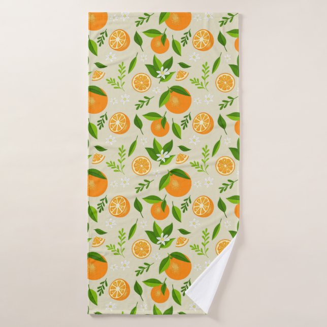 Fresh oranges with flowers and leaves (Serviette de bain)
