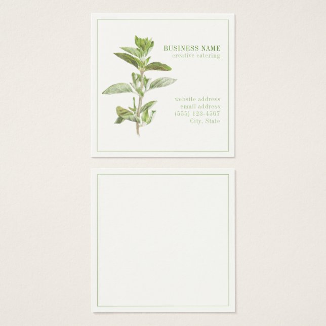 FRESH OREGANO 2.5 Carte de visite Carré (Devant & derrière)