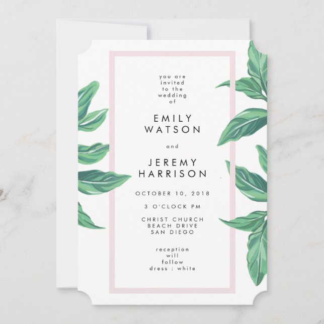 Fresh Tropical Island Beach Wedding Invitation (Devant)