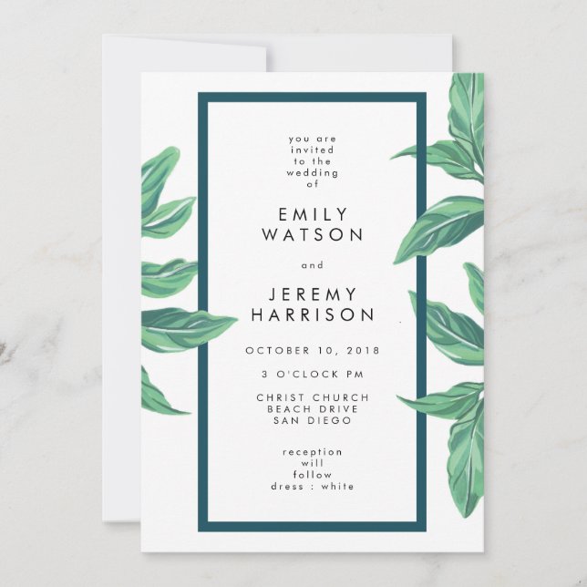 Fresh Tropical Island Beach Wedding Invitation (Devant)