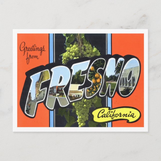 Fresno, Californie Vintage Big Letters Carte posta (Devant)