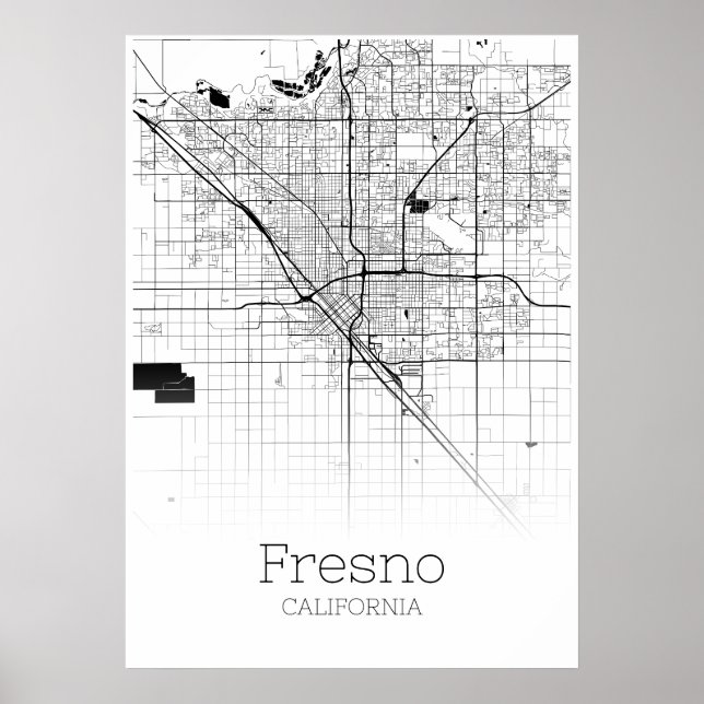 Fresno Map - California - City Map Poster (Devant)
