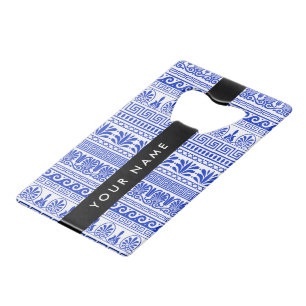 Fret grec, Clé de méandre mixte, Bleu, Votre Nom