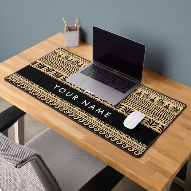 Fret grec, Clé de méandre mixte, Brown, Votre Nom (Bureau 2)