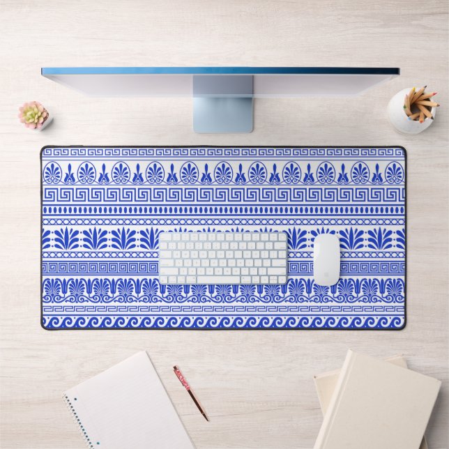 Fret grec, Motif méditerranéen, Bleu (Bureau 1)