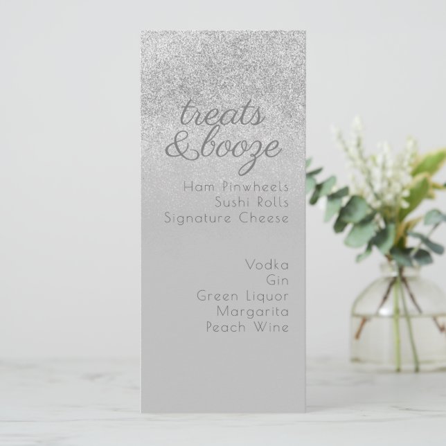 Friandises minimalistes Boissons Menu Gris Paillet (Debout devant)