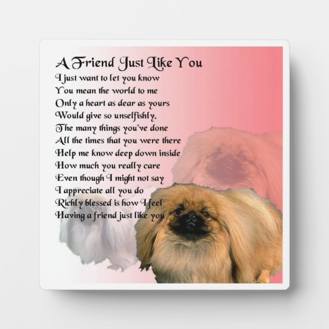 Friend Poem Plaque - Pekingese chien Design (Devant)