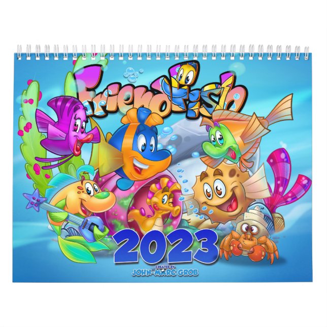 FriendFish dessin animé poisson Calendrier 2023 (Protection)