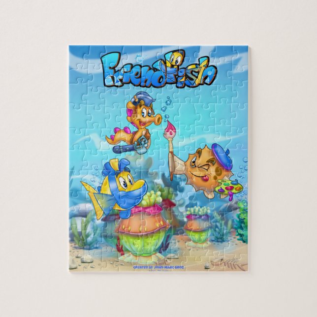 FriendFish mignon dessin animé puzzle de poisson (Vertical)