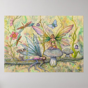 Friends Flower Fairy Fantasy Art Poster Print