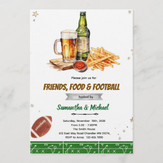 Friends Food and Football party invitation