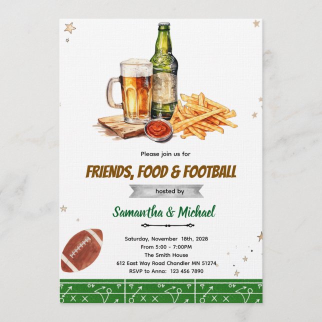 Friends Food and Football party invitation (Devant)