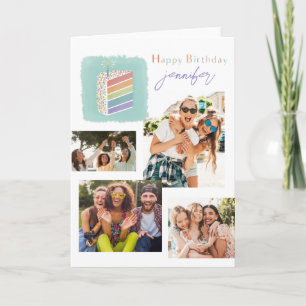 Friends Modern Photo Collage Carte Anniversaire