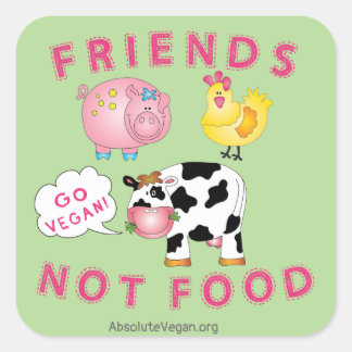 Friends Not Food - Allez Vegan ! Autocollant 3 pou