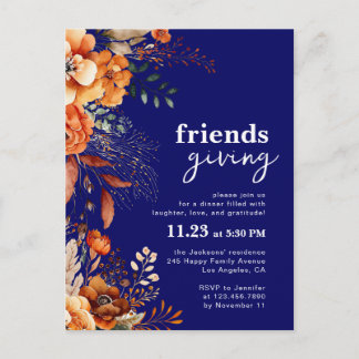 Friendsgiving dinner invitation autumnal floral