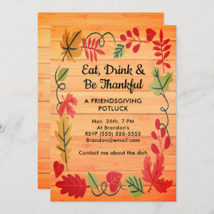 Friendsgiving Potluck Orange Invitation design en