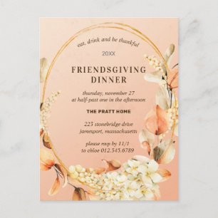 Friendsgiving Rustic Floral Postcard Invitation