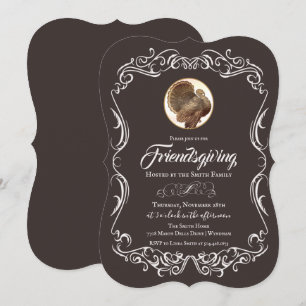 Friendsgiving Vintage Turkey Holiday Invitation