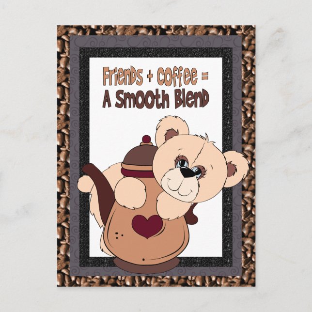 Friendship Bear fun Café carte postale (Devant)
