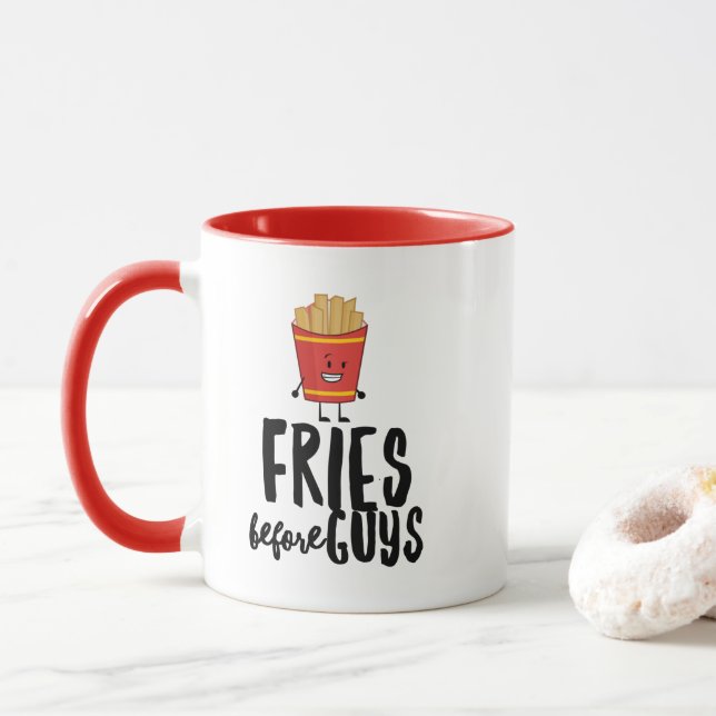 Fries avant les gars 11 oz Combo Mug (Avec donut)