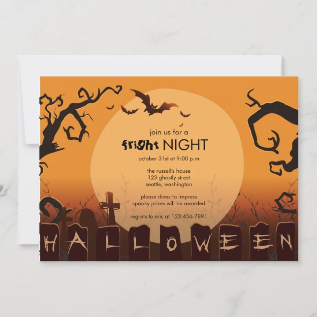 Fright Night - invitation de la fête de l'hallowee (Devant)