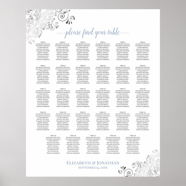 Frills en argent 29 Mariage de table Tableau de si (Devant)
