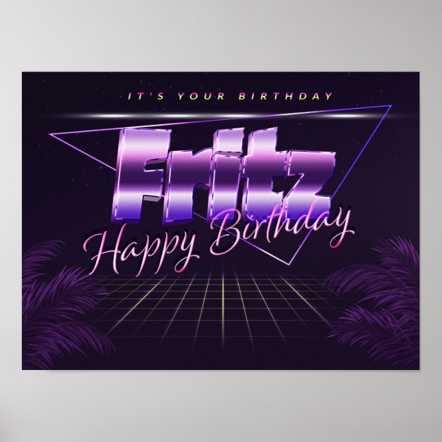 Fritz Nom Vorname lila retro Poster Geburtstag (Devant)