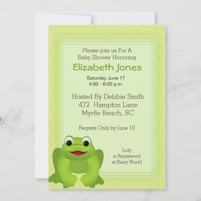 Frog Baby Shower Invitations (Devant)