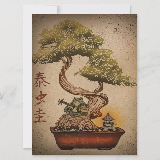 Frog Bonsai Tree Art Design | Cadeau d'anniversair (Devant)