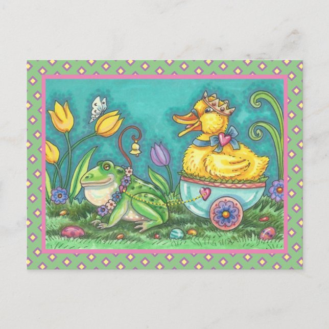 FROG ET DUCK PRINCE. CARTE POSTALE WHIMSICAL EASTE (Devant)