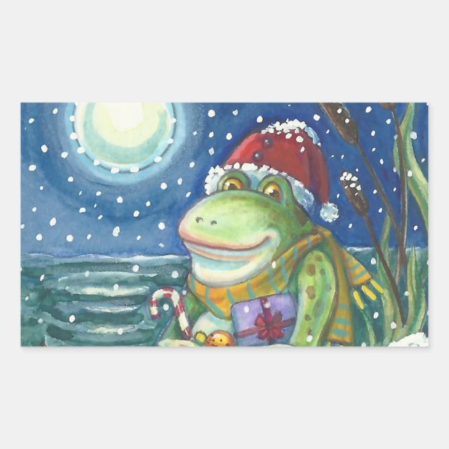 FROG PÈRE NOËL ON LOG, VACANCES NOËL STICKERS Rec (Devant)