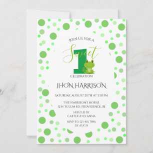 Frog Première fête d'anniversaire Dots Invitation