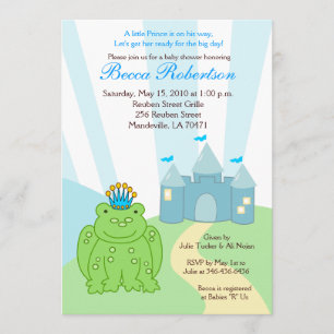 Frog PRINCE Castle Baby shower 5x7 Invitation