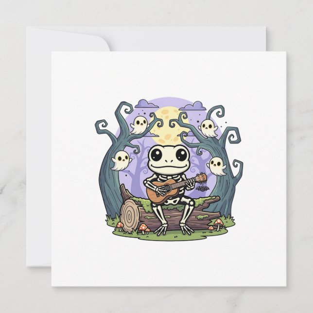 Frog Skeleton Playing Ukulele with Ghosts (Devant)