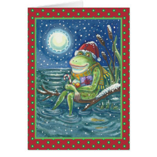 FROG SUR JOURNAL, CARTE DE NOËL PÈRE NOËL VERTE Vi