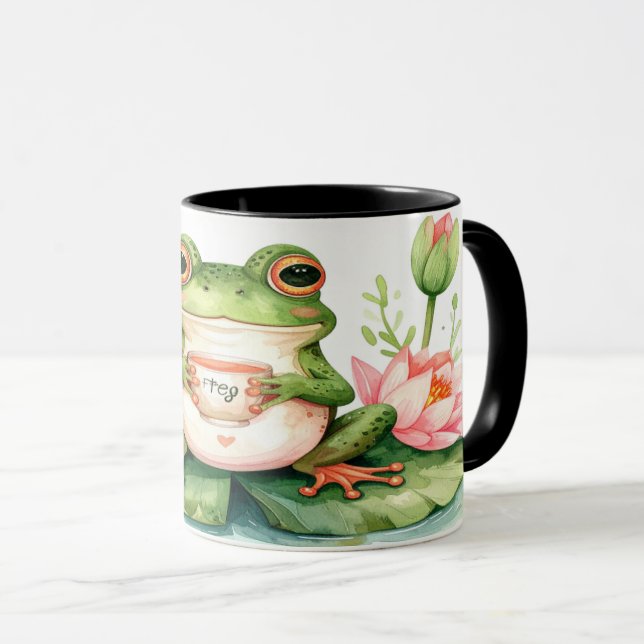 Frog Tea Mug - Cute Kawaii Hoppy Hour Gift (Devant droit)