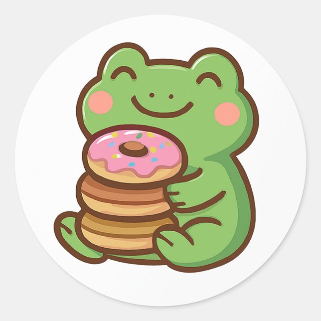 Frog With Donuts – Cute Animal Sticker (Devant)