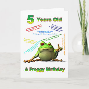 Froggy ami 5e anniversaire carte avec des blagues 