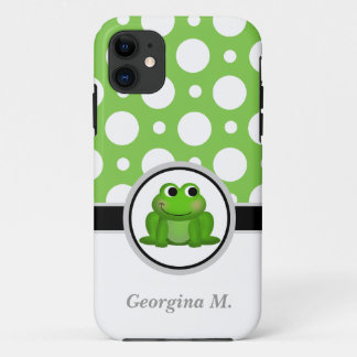 Froggy Green & White Polka Dot iPhone 5 Coque