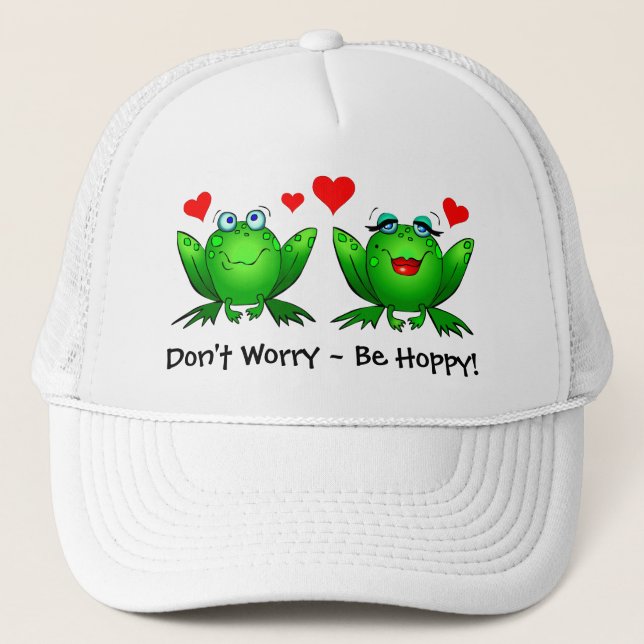 Frogs Love Don't Worry Be Hoppy Casquette (Devant)