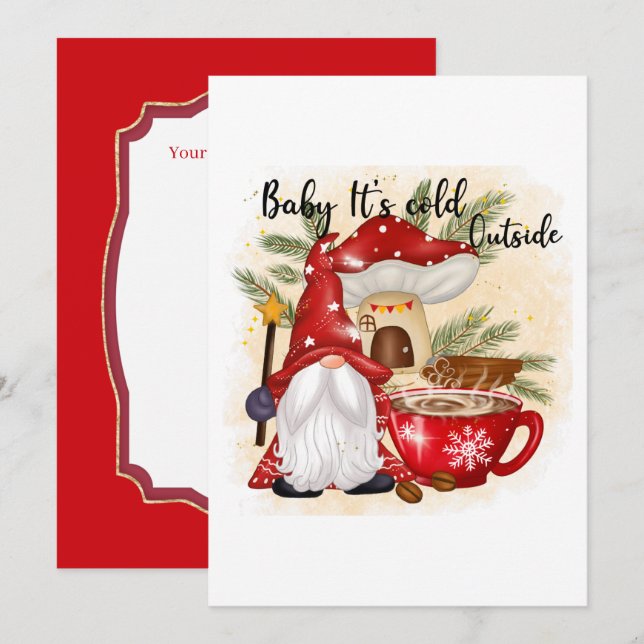 froid extérieur gnome Holiday ajouter un sentiment (Devant / Derrière)