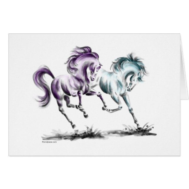 Frolicking Racing Chevaux sauvages (Devant horizontal)