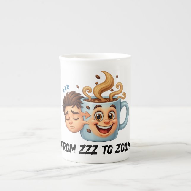 From Zzz to Zoom" T-Shirt - Coffee Mug Face  (Devant)