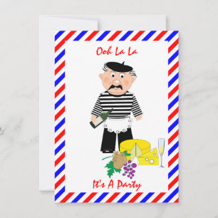 Fromage Et Vin Français Thème Fun Party Invitation