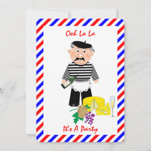 Fromage Et Vin Français Thème Fun Party Invitation