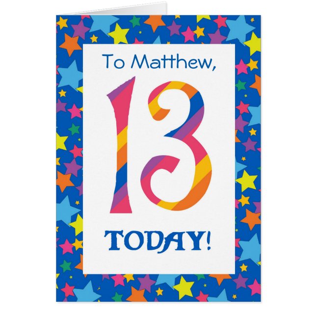 Front personnalisé 13e anniversaire Bright Stripes (Devant)