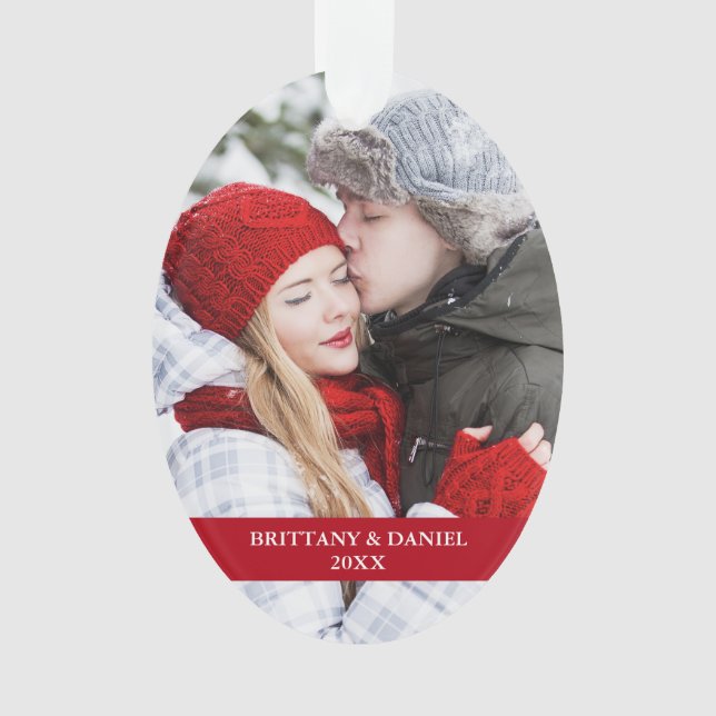 Front photo couple| Ovale rouge des flocons de nei (devant)